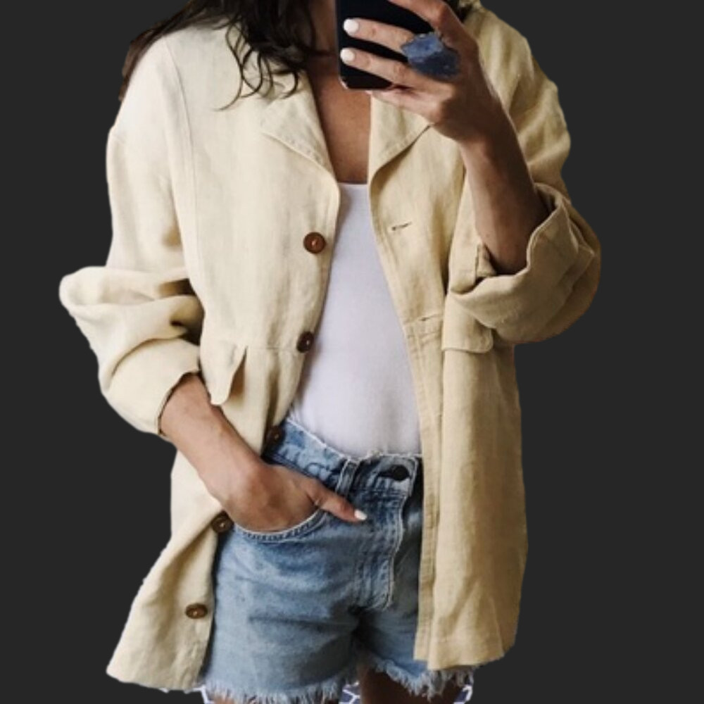 Desert Sand Lagenlook Organic Hemp Vintage Jacket